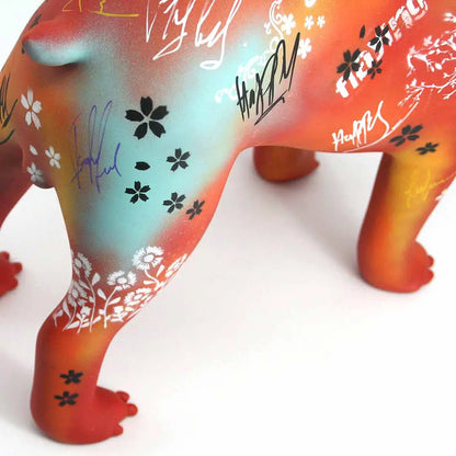 MR BULLDOG - Håndmalet kunstfigur - 54 cm x 18 cm x 39 cm