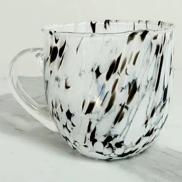 Cappuccino-kop, hvid og sort, i Murano-glas, 250 ml
