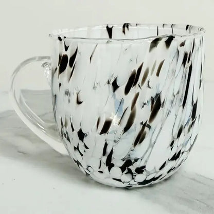 Cappuccino-kop, hvid og sort, i Murano-glas, 250 ml