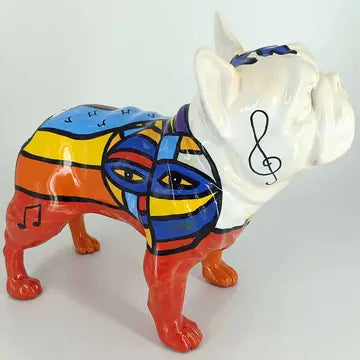 Fransk Bulldog – Håndmalet kunstfigur - Klaver