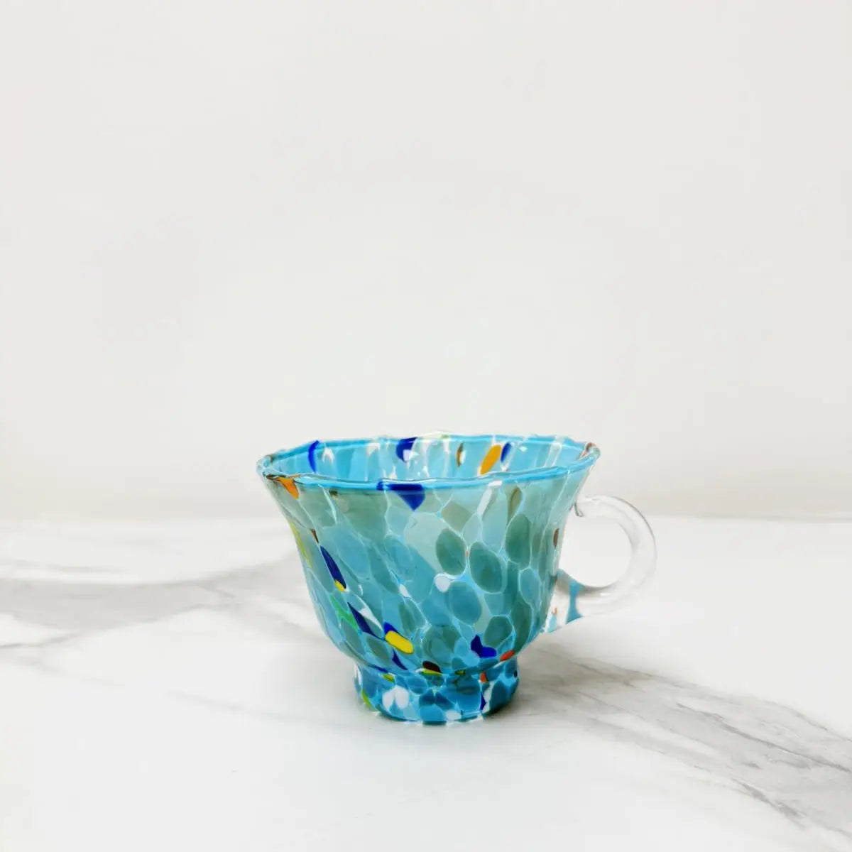 Cappuccino-kop Campanella turkis i Murano-glas