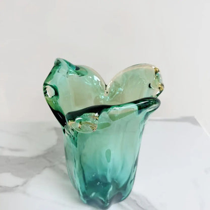 Vaso Tulipano, grøn, Murano glas. H: 25 cm