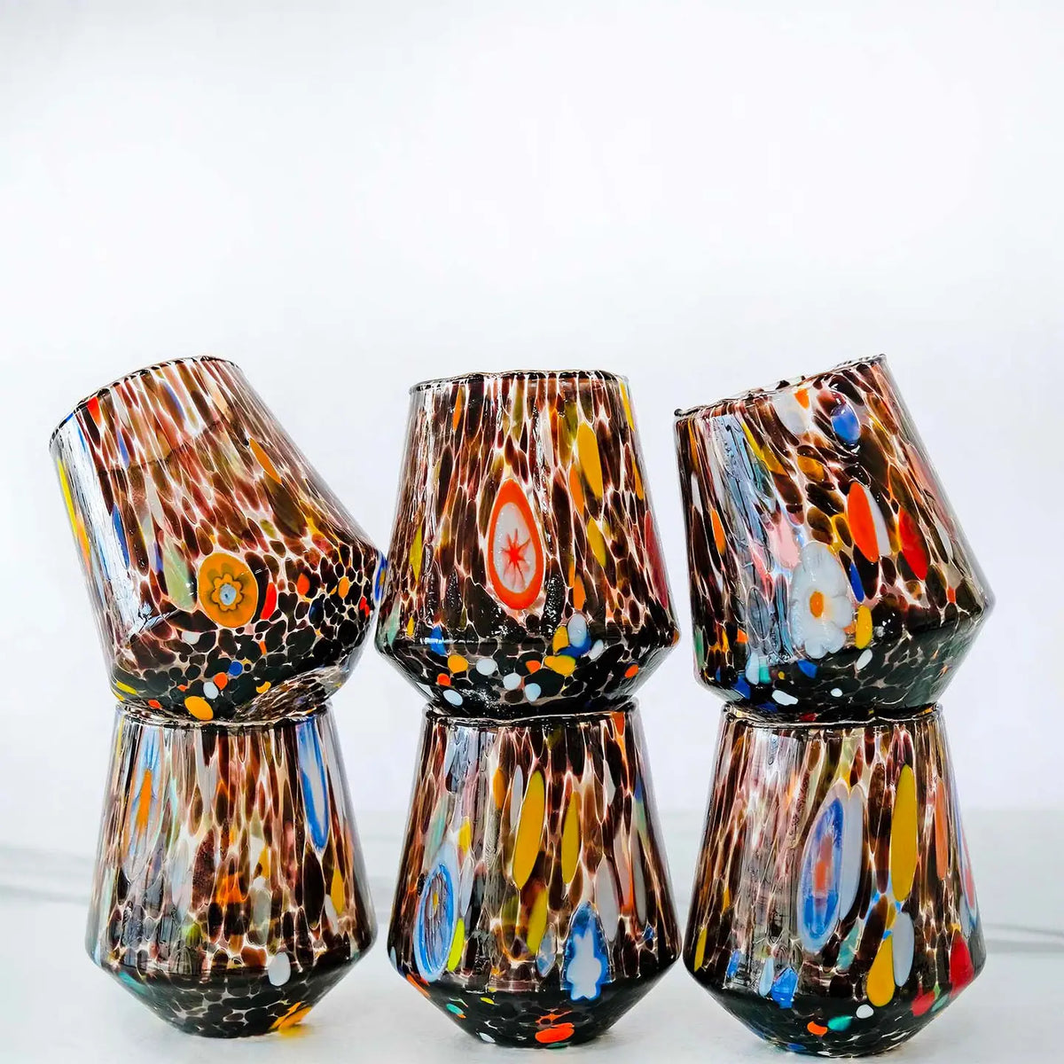 Bicchiere -  B8 sort i mundblæst Murano-glas 30 cl - Æske med 6 stk.