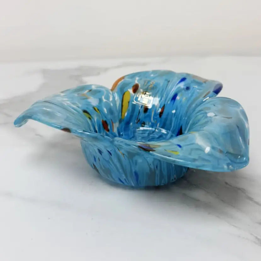 Stort Acquamare-askebæger i Murano-glas