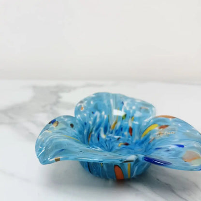 Stort Acquamare-askebæger i Murano-glas