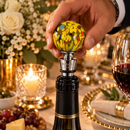 Gul prop til vinflasker i Murano-glas