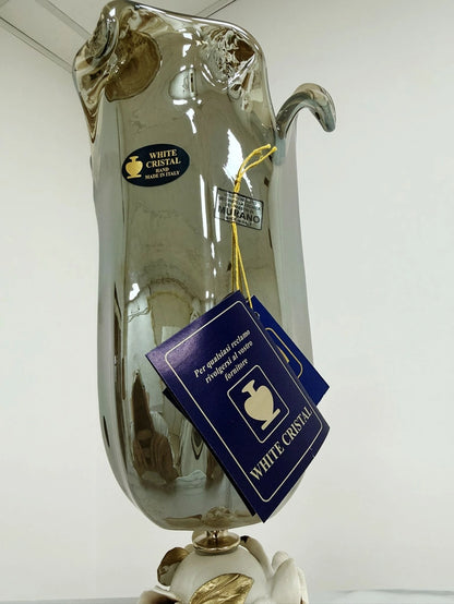 Vaso Tulipano - grå -  Murano-glas med porcelænsfod - H 38 cm.