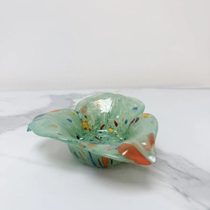 Stor olivengrøn askebæger i Murano-glas