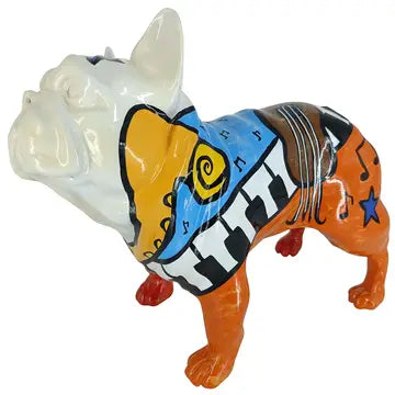 Fransk Bulldog – Håndmalet kunstfigur - Klaver