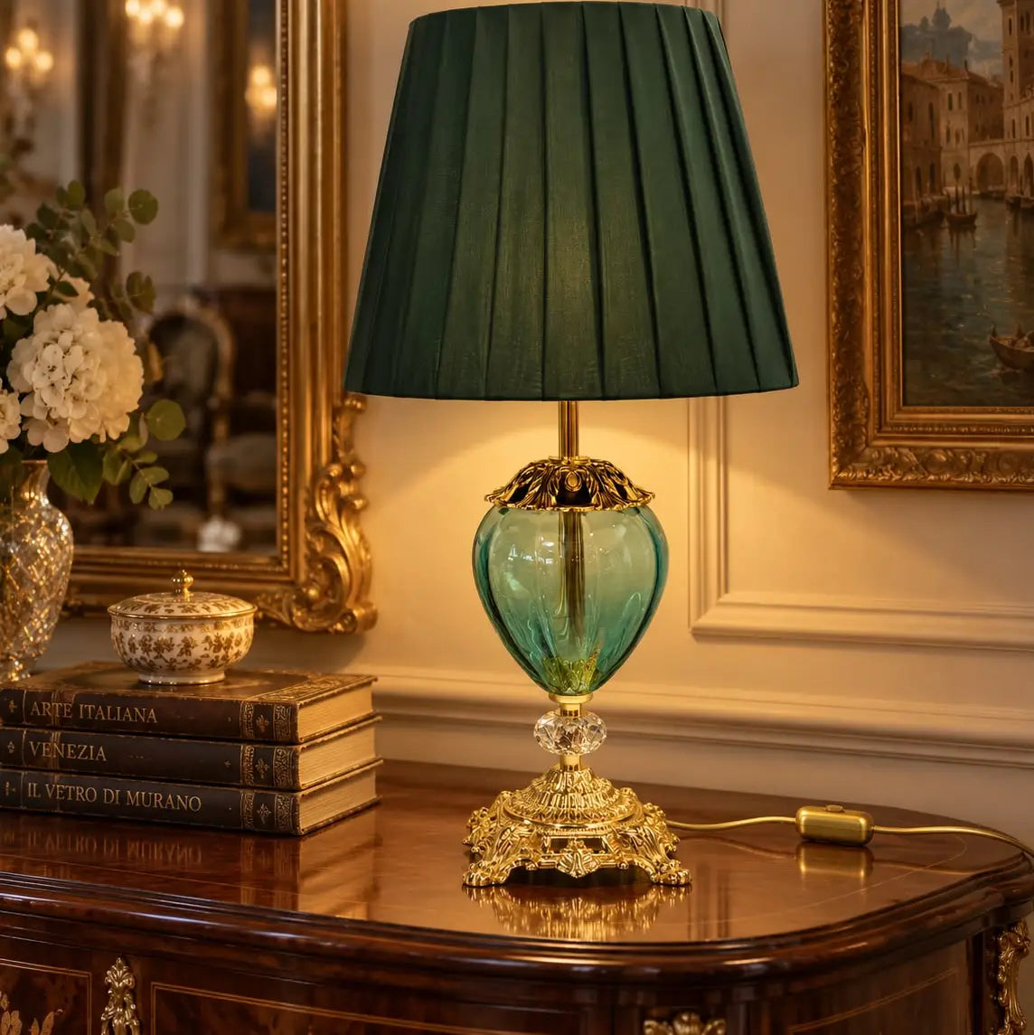 Lille Mary-lampe i grønt Murano-glas