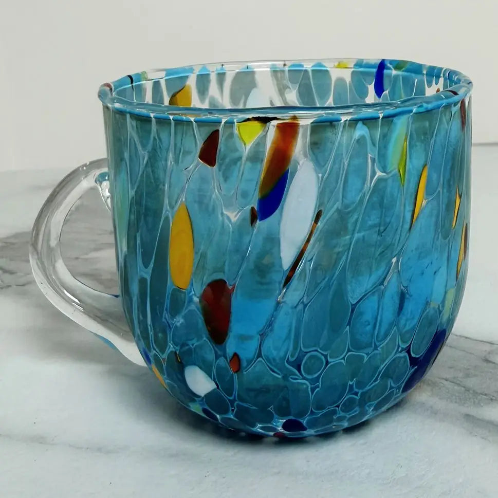 Tyrkis cappuccino-kop i Murano-glas 250 ml
