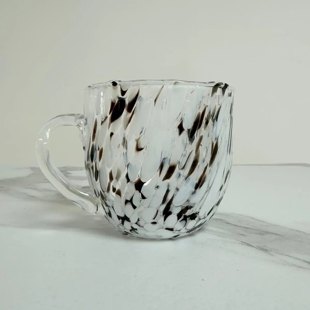 Cappuccino-kop, hvid og sort, i Murano-glas, 250 ml