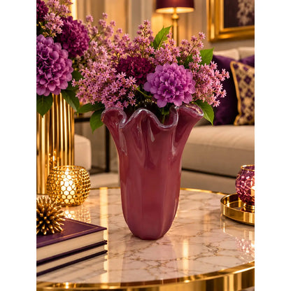 Vaso fazzolett, Stor lilla vase i Murano-glas . H 31 cm.