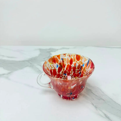 Rød Campanella cappuccino-kop i muranoglas