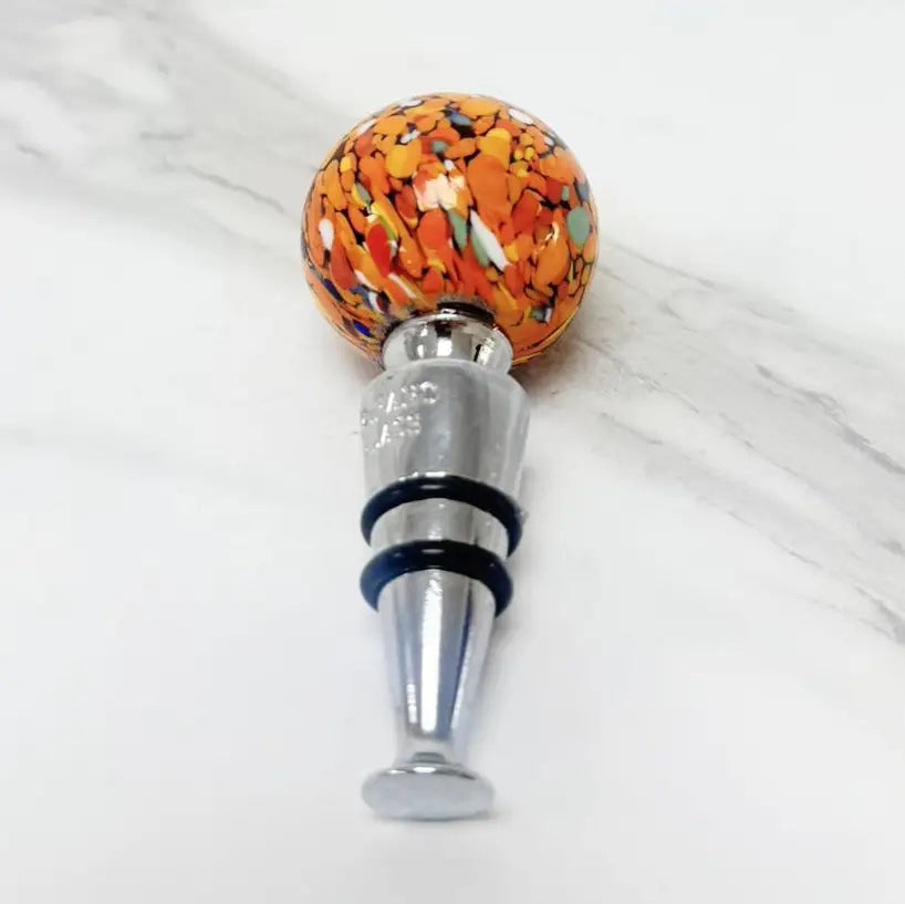Orange prop til vinflasker i Murano-glas