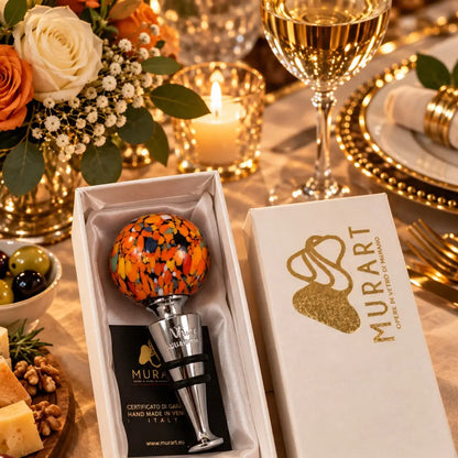 Orange prop til vinflasker i Murano-glas