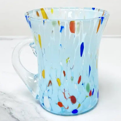 Lyseblå tekop i mundblæst glas fra Murano