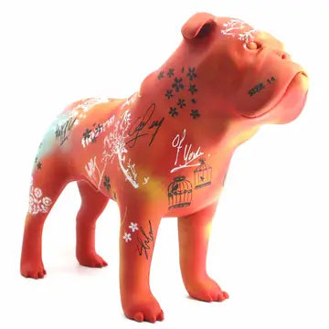 MR BULLDOG - Håndmalet kunstfigur - 54 cm x 18 cm x 39 cm