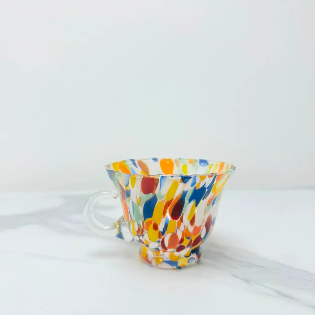 Cappuccino-kop Campanella Arlecchino i Murano-glas