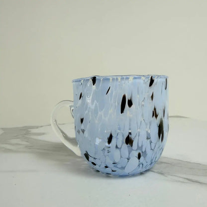 Cappuccino-kop blå og sort i muranoglas 250 ml