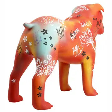 MR BULLDOG - Håndmalet kunstfigur - 54 cm x 18 cm x 39 cm