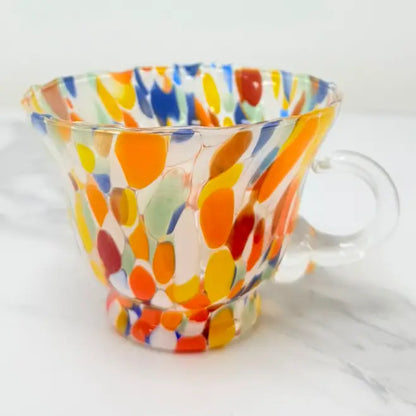 Cappuccino-kop Campanella Arlecchino i Murano-glas