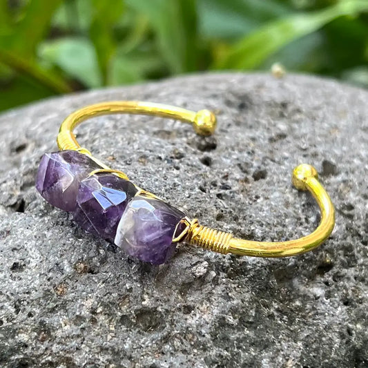 Ametyst tre sten Gemstone armbånd