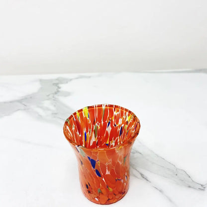 Orange tekop i mundblæst Murano-glas