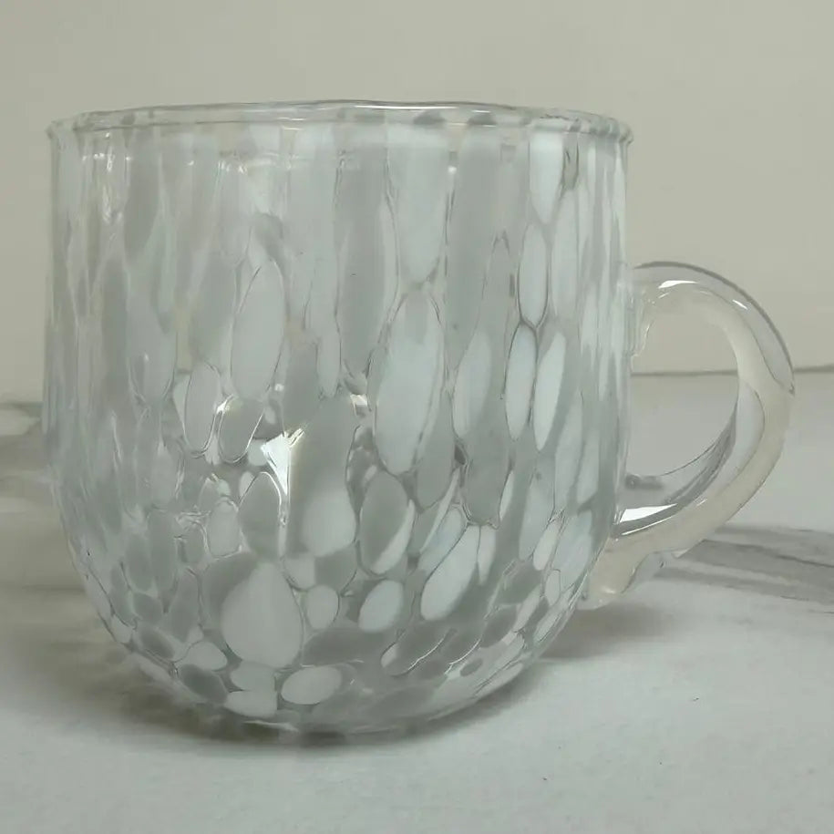 Cappuccino-kop i hvid og grå i muranoglas 250 ml