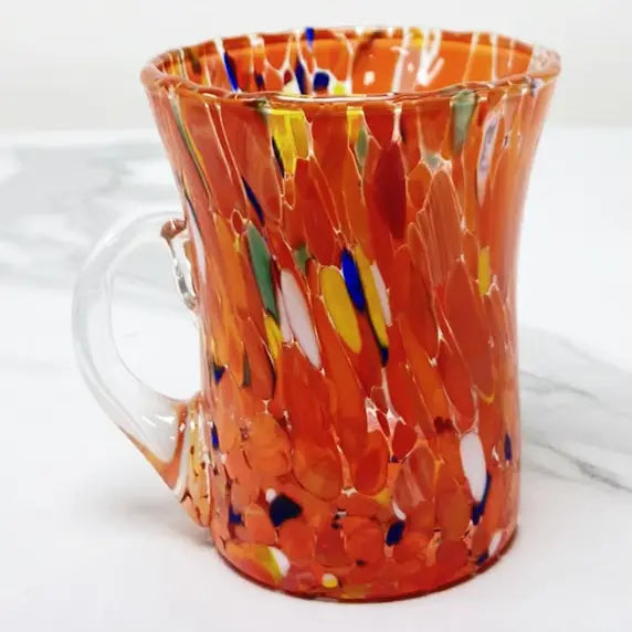 Orange tekop i mundblæst Murano-glas