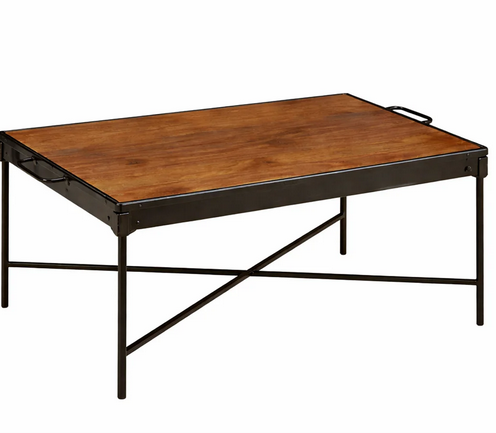 Sofabord i genbrugstræ og jern