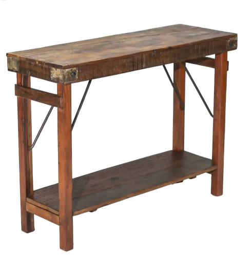 Konsolbord i Genbrugstræ med Hylde – Rustikt