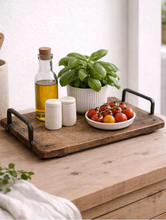 Rustik trækbakke i Genbrugstræ