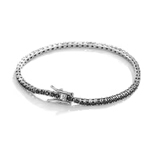 Tennisarmbånd - 925 sølv - B 2 mm - Sort labgrown Moissanitter