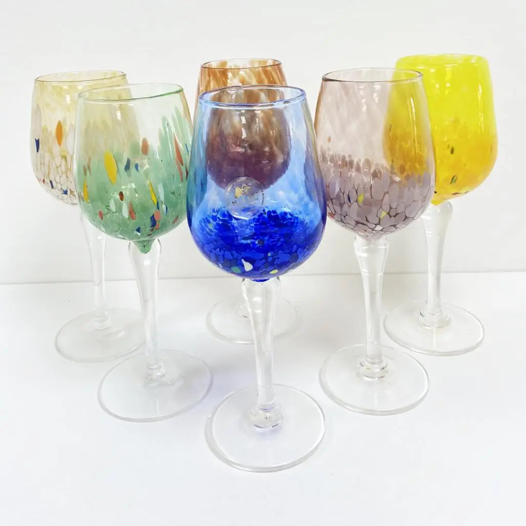 Sæt med 6 vinglas "Elegance" i Murano-glas