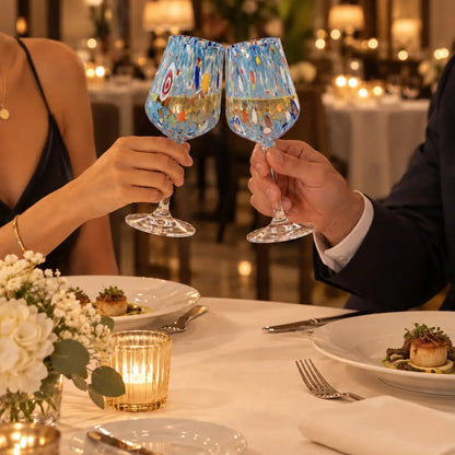 Bicchiere da vino - Kollektion B8 Azurblå i Murano-glas