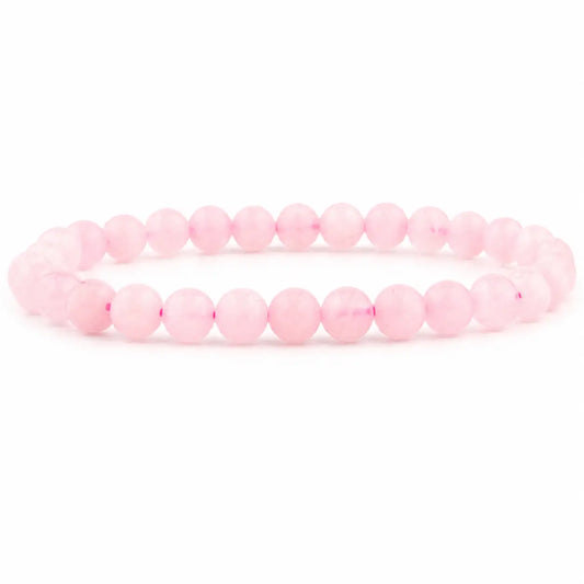 Rosenkvarts armbånd, runde perler ca. 18,5 cm
