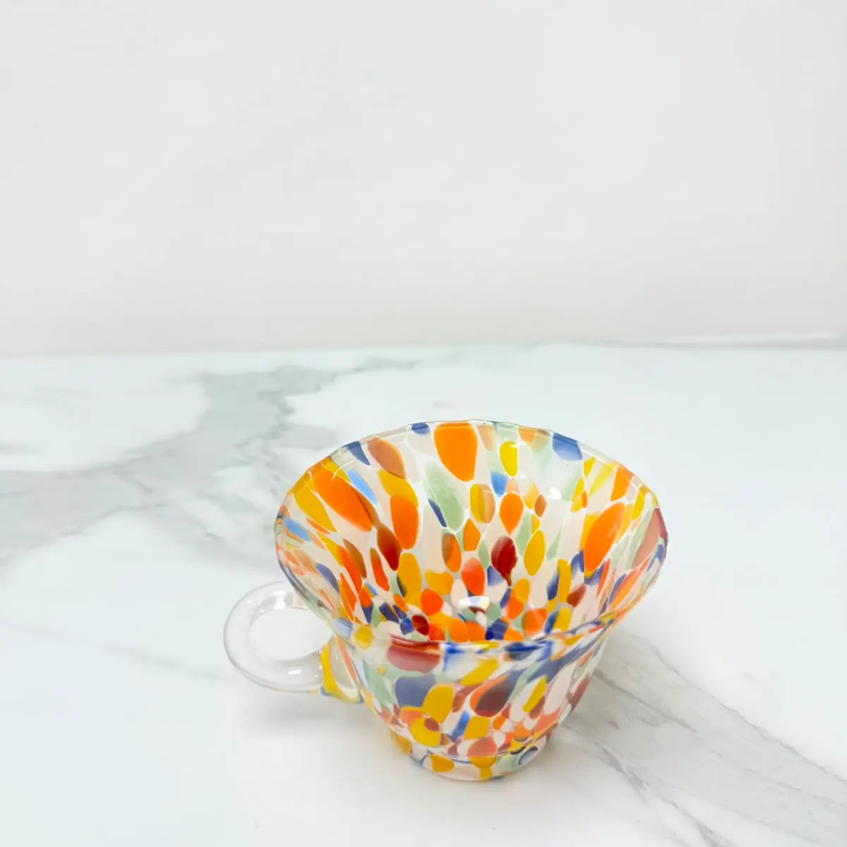 Cappuccino-kop Campanella Arlecchino i Murano-glas