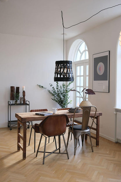 Trademark Living Diner spisebordsstol med quiltet læder - brun/sort