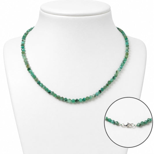 Smaragd Emerald halskæde, 925 sterling sølvlås, ca. 45 cm