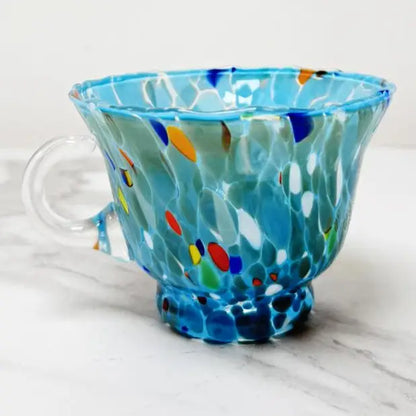 Cappuccino-kop Campanella turkis i Murano-glas