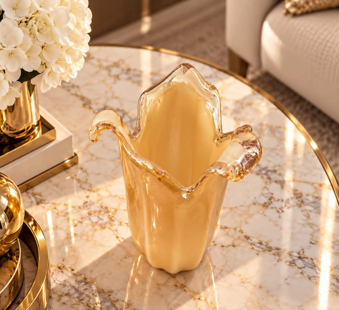 Vaso Tulipano, vase i guld, i Murano-glas