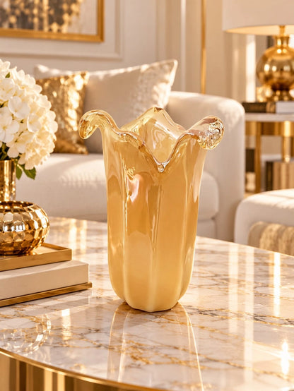 Vaso Tulipano, vase i guld, i Murano-glas