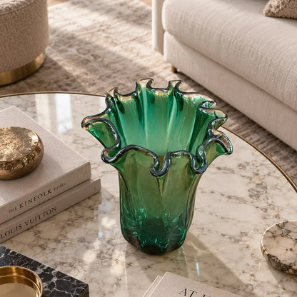 Vaso Fazzoletto i grøn glasmasse - H