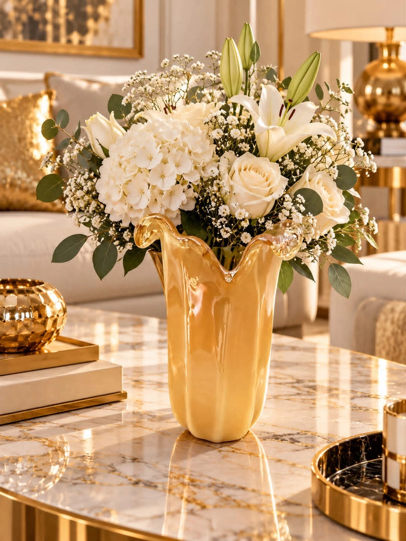 Vaso Tulipano, vase i guld, i Murano-glas