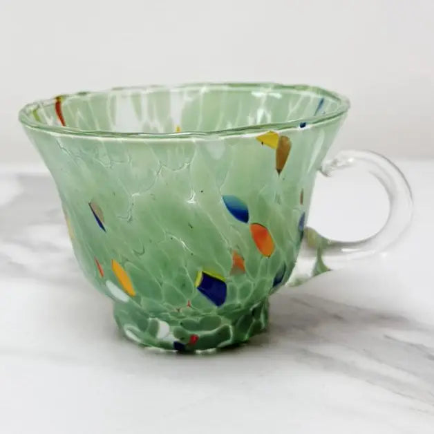 Cappuccino-kop Campanella olivengrøn i Murano-glas