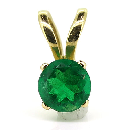 14K Yellow Gold Solitaire Pendant 0.25 ct Emerald