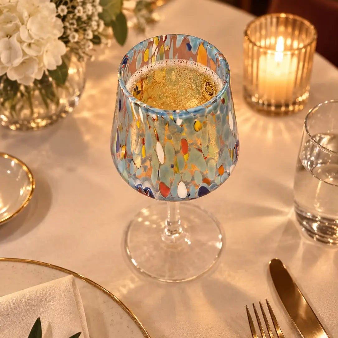 Bicchiere da vino - Kollektion B8 Azurblå i Murano-glas