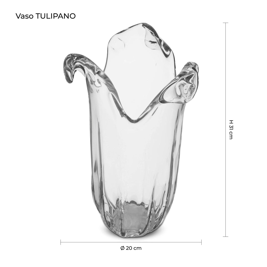 Vaso Tolipano, stor gennemsigtig vase i Murano-glas