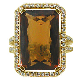 18K Gold Multi Stone Ring 15.70 cttw Citrine & Diamonds